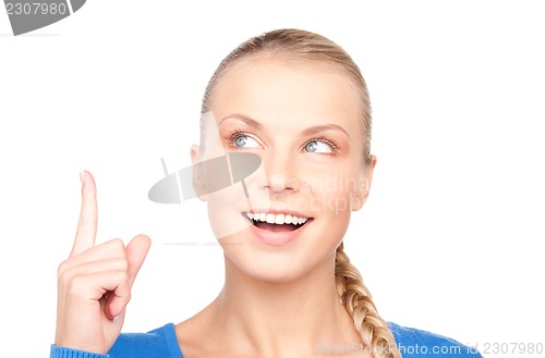 Image of woman with her finger up