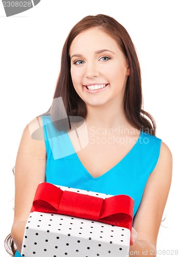 Image of happy girl with gift box