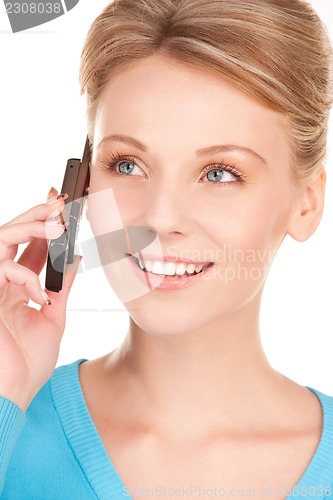 Image of happy businesswoman with phone