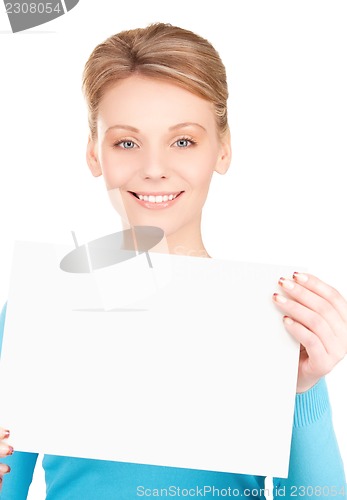 Image of happy girl with blank board
