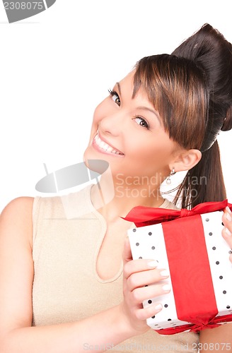 Image of happy woman with gift box