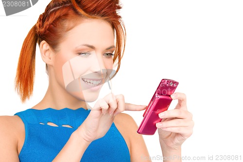 Image of happy woman with cell phone