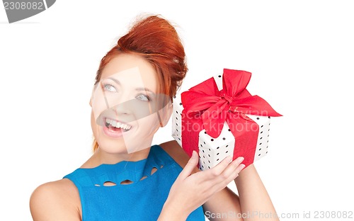 Image of happy girl with gift box