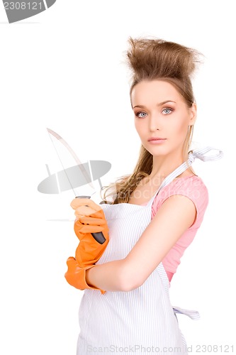 Image of housewife with big knife