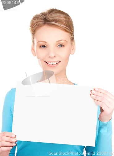 Image of happy girl with blank board