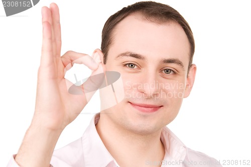 Image of businessman showing ok sign
