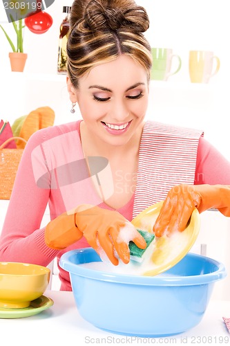 Image of housewife washing dish