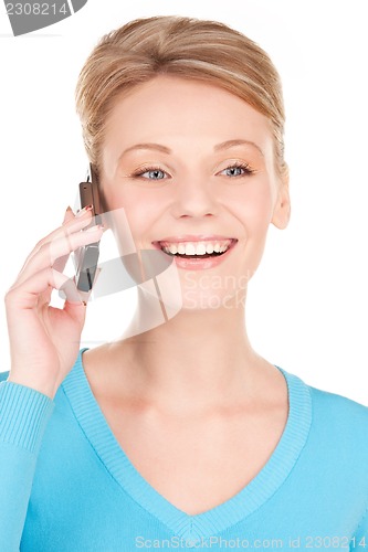 Image of happy businesswoman with phone