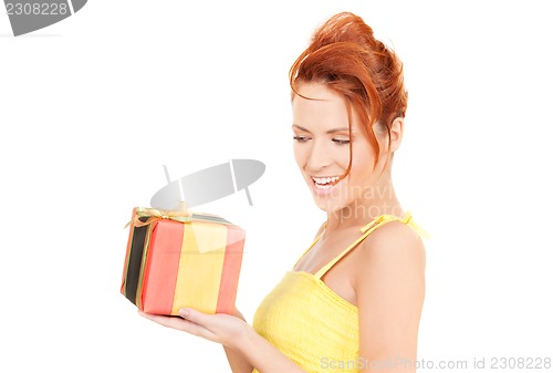 Image of happy girl with gift box