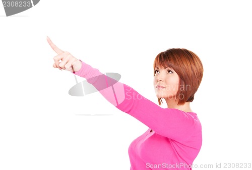 Image of businesswoman pointing her finger