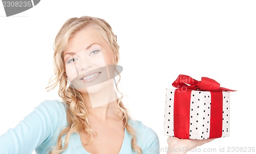 Image of happy girl with gift box