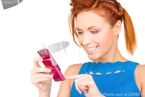 Image of happy woman with cell phone