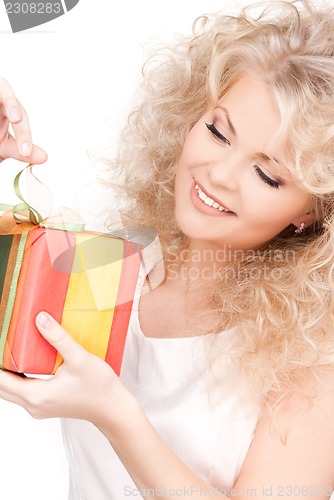 Image of happy girl with gift box