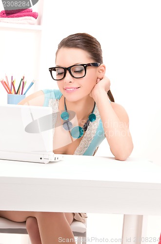 Image of lovely woman laptop computer