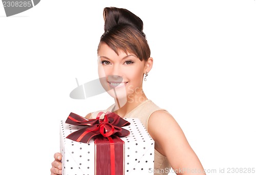 Image of happy woman with gift box