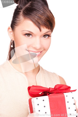 Image of happy woman with gift box