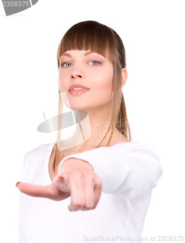Image of businesswoman pointing her finger