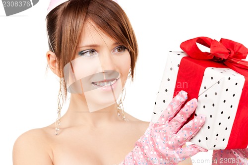 Image of party girl with gift box