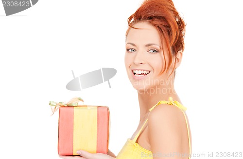 Image of happy girl with gift box