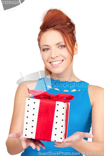 Image of happy girl with gift box
