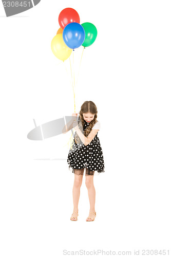 Image of happy girl with colorful balloons