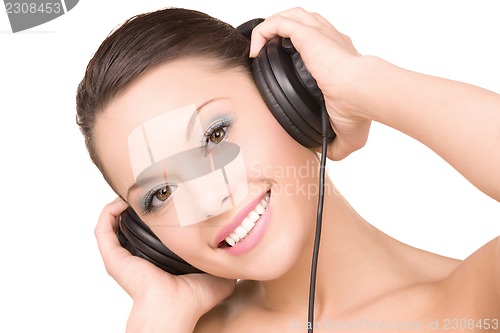 Image of happy woman in headphones