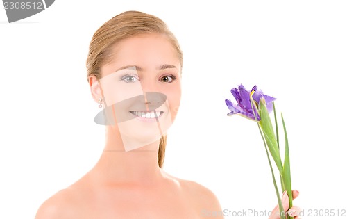 Image of happy girl with flowers