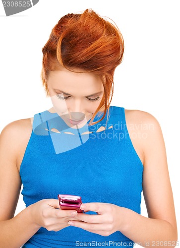 Image of happy woman with cell phone