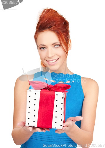 Image of happy girl with gift box