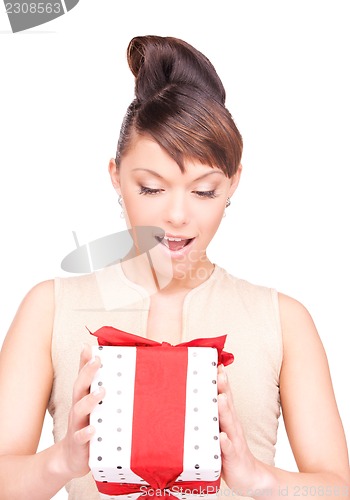 Image of happy woman with gift box