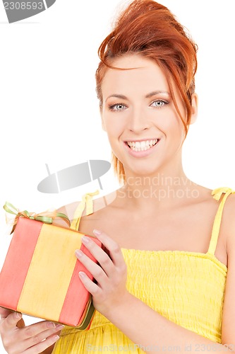 Image of happy girl with gift box