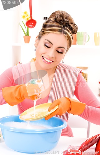 Image of housewife washing dish