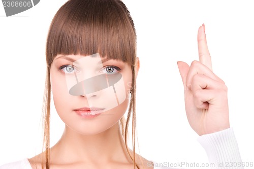 Image of woman with her finger up