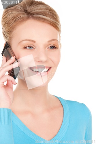 Image of happy businesswoman with phone