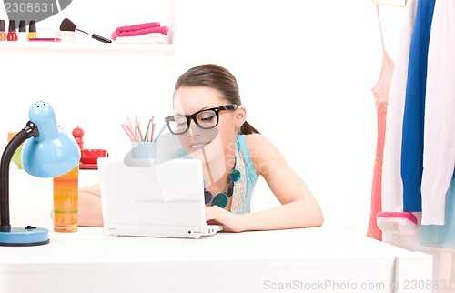 Image of lovely woman laptop computer