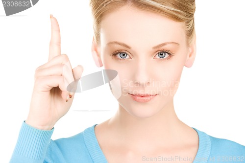 Image of woman with her finger up