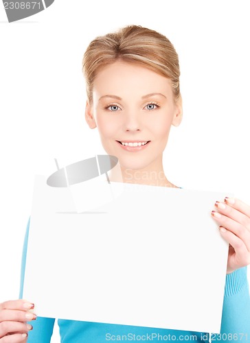 Image of happy girl with blank board