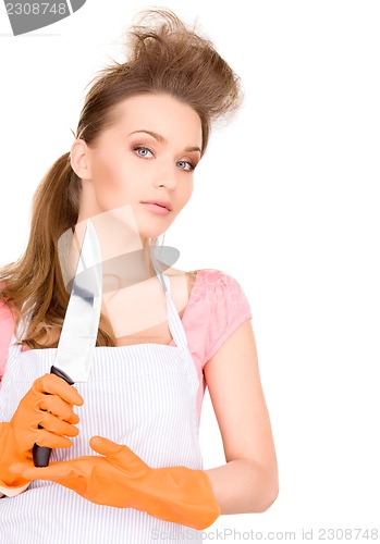 Image of housewife with big knife