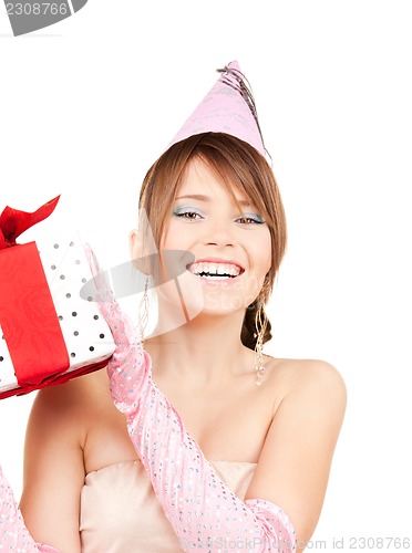 Image of party girl with gift box