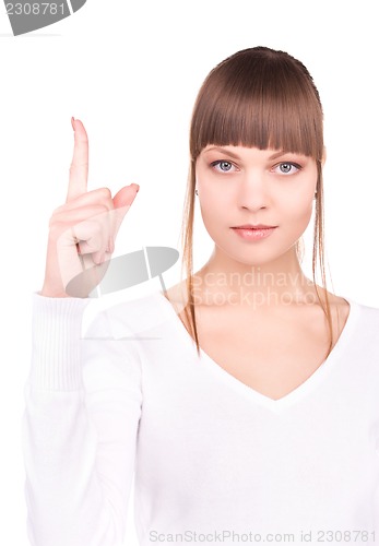 Image of woman with her finger up