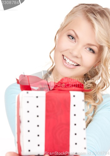 Image of happy girl with gift box
