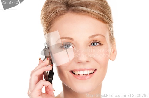 Image of happy businesswoman with phone