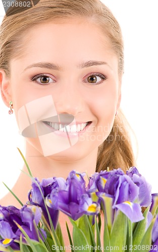 Image of happy girl with flowers