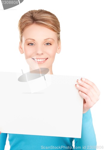 Image of happy girl with blank board