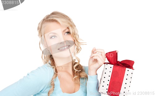 Image of happy girl with gift box