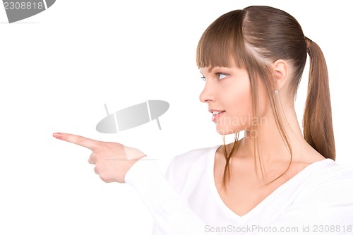 Image of businesswoman pointing her finger