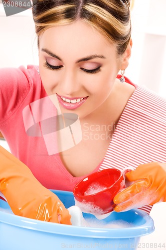 Image of housewife washing dish