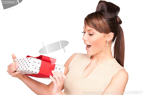 Image of happy woman with gift box