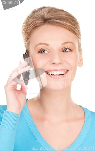 Image of happy businesswoman with phone