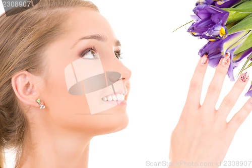Image of happy girl with flowers